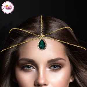 Madz Fashionz UK Gold and Green Hair Jewellery Headpiece Matha Patti