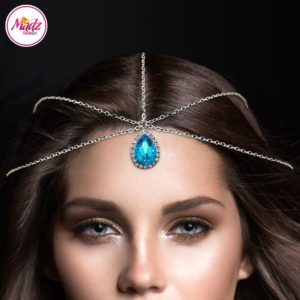 Madz Fashionz UK Silver and Light Sky Blue Hair Jewellery Headpiece Matha Patti