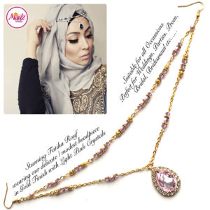 Madz Fashionz UK - Fatiha World Tear Drop Headpiece Gold and Light Pink