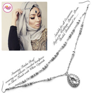 Madz Fashionz UK - Fatiha World Tear Drop Headpiece Silver and White