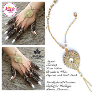 Madz Fashionz UK: Hennabyang Bespoke Kundan Handchain Slave Bracelet Gold and White