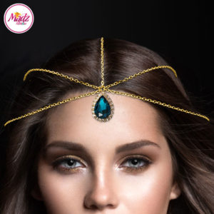 Madz Fashionz UK Gold and Turquoise Blue Hair Jewellery Headpiece Matha Patti