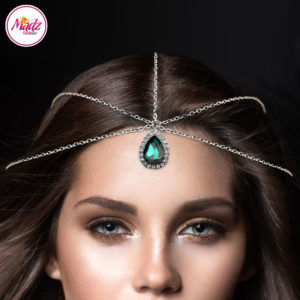 Madz Fashionz UK Silver and Green Hair Jewellery Headpiece Matha Patti