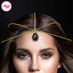 Madz Fashionz UK Gold and Purple Hair Jewellery Headpiece Matha Patti
