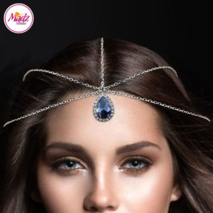 Madz Fashionz UK: Silver and Navy Blue Light Hair Jewellery Headpiece Matha Patti