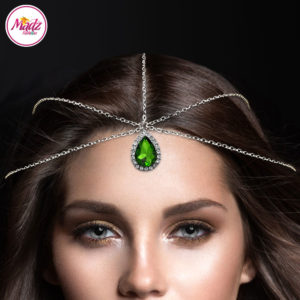 Madz Fashionz UK: Silver and Leaf Green Hair Jewellery Headpiece Matha Patti