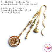 Madz Fashionz UK: Personalised Quran Bookmarks Pins Gifts in Champagne Crystals with Gold Finish