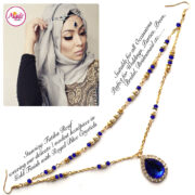Madz Fashionz USA - Fatiha World Tear Drop Headpiece Gold and Royal Blue Crystals