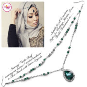 Madz Fashionz USA - Fatiha World Tear Drop Headpiece Silver and Green Crystals