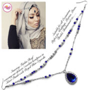 Madz Fashionz USA - Fatiha World Tear Drop Headpiece Silver and Royal Blue Crystals