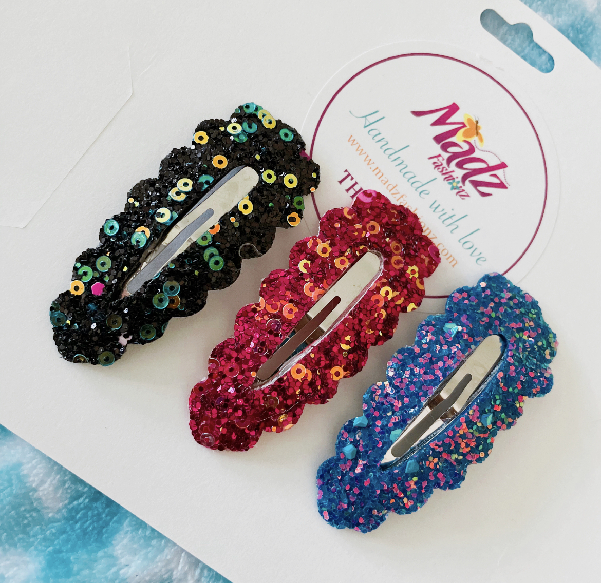 Hair snap clips , Girls hair accessories , glitter hair pin , set of 3 , hair  clips , pretty , cute , beautiful multi colors